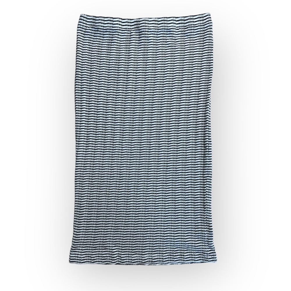 Express White Black Pencil Skirt Stretch Knit Stripes Elastic Waist Womens Small